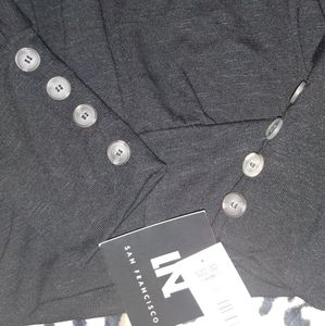 Size L NWT I.N. San Francisco Scoop Neck Long Sleeve Hacci Wide Cuffs Crop Top